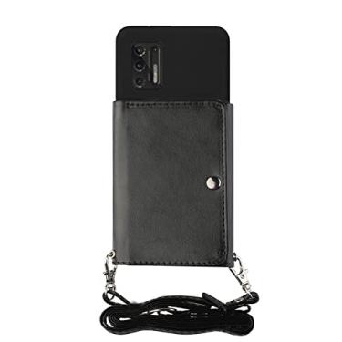 Imagem de Szakdws Capa de telefone com cordão para Moto G 2024 5G, capa carteira transversal com alça para mulheres, capa flip de couro PU com suporte para cartão de crédito, capa traseira macia de gel de