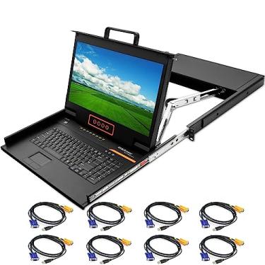 Imagem de Kinan Console Kvm de Montagem Em Rack de 8 Portas 17,3" Fhd 1080P, Switch 1U Vga Kvm, Teclado de Monitor de Montagem Em Rack, Gaveta Lcd Kvm 1920 X 1080 @ 60 Hz, 20,69 "De Profundidade, 8 Cabos Usb Vg