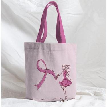 Imagem de Bolsa Sacola Artesanal de Tecido Outubro Rosa Dançarina - CoreDecore