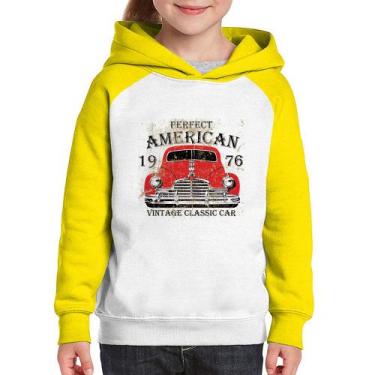 Imagem de Moletom Infantil Vintage Classic Car - Foca na Moda, Branco, Amarelo, 