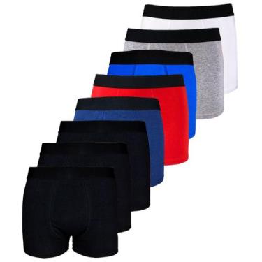 Imagem de Kit 8 Cuecas Boxer Box Algodão Cotton Lisa Básica Casual - Try Basics,