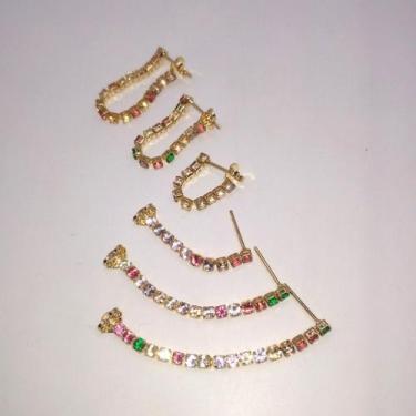 Imagem de Brinco Zircônias Multicolor Trio Banhado em Ouro 18K - Cassis Kahale