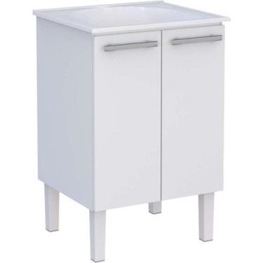 Imagem de Gabinete de Lavanderia Branco em Aço 60x50 cm com Tanque Sintético Bra