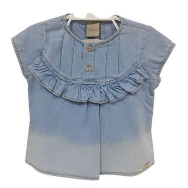 Imagem de Blusa Jeans Luxo Infantil Menina Verão Katita Kids Ref 2271, Jeans, TA