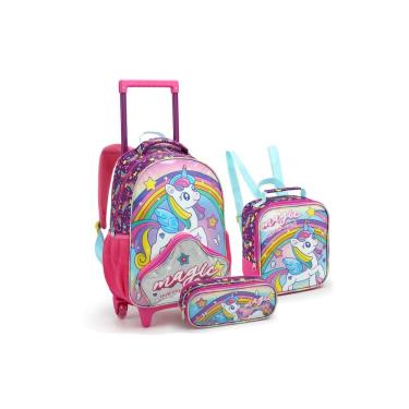 Imagem de Conjunto Escolar Seanite: Mochila, Lancheira E Estojo Com Tema De Unicórnio Mágico