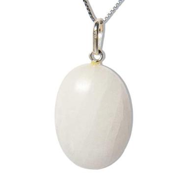 Imagem de Colar Cabochão Quartzo Leitoso Castoação Montagem Prata 950 - Cristais
