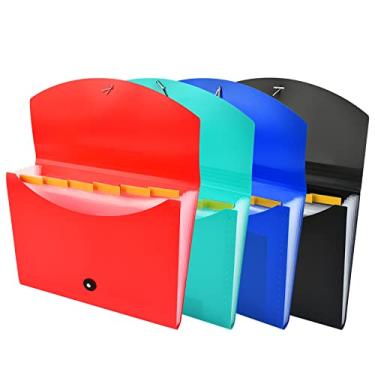 Imagem de Pasta de arquivo expansível com etiquetas, pasta de arquivo sanfonada de 7 bolsos, organizador de documentos, pasta de arquivo expansível com zíper, pasta sanfonada de documentos em papel letra A4,