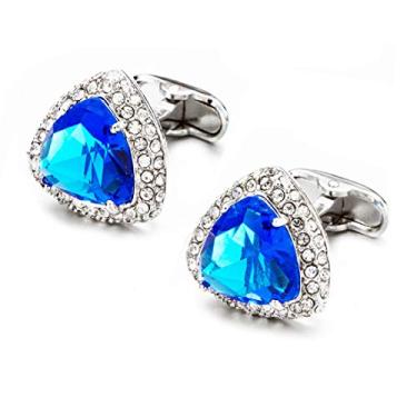 Imagem de Abotoaduras de cristal triangular com pedras de cristal luxuosas Azul