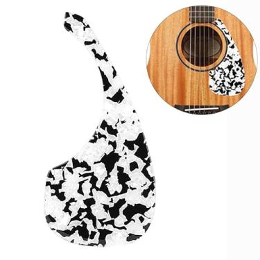 Imagem de Hsyok Protetor de palheta de guitarra acústica com autoadesivo, placa grossa antiarranhões fácil de instalar, para peças de reposição de guitarra folk (preto + branco)