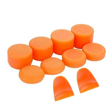 Imagem de Alargador de botões de substituição L2 R2 + cabo de silicone analógico para polegar da Sony PS4 PS4 Pro Slim Controller (laranja)