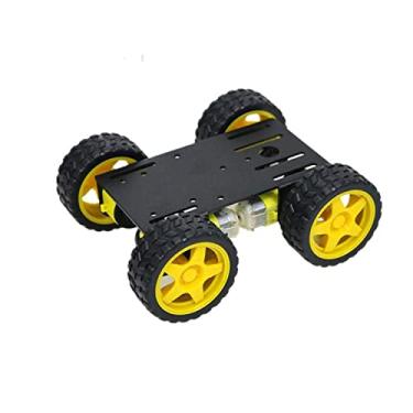 Imagem de Kit de plataforma de chassi de carro robô inteligente premium 4WD para Arduino/torta de framboesa/MicroBit, motor elétrico DC com motor TT de plástico, roda de pneu 3-6 V, motor de engrenagem de eixo