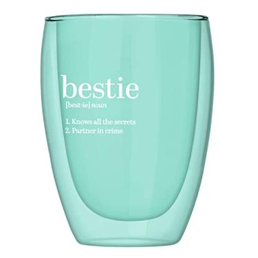 Imagem de Slant Collections Taça de vinho presente para celebrações Taça de vinho sem haste de parede dupla, 293 ml, Bestie