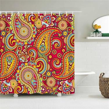 Imagem de Estilo Impresso Tecido Cortinas de Chuveiro Cortina de Banheiro Impermeável Decoração de Banheiro com 12 Ganchos, 2629M, L210xA180cm