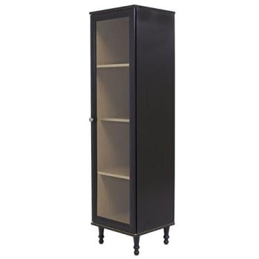 Imagem de Cristaleira 1 Porta Vidro Pés Madeira 151x40 cm E963 Preto Dtall - Mil
