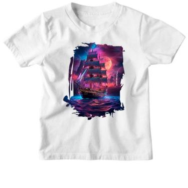 Imagem de Camiseta Infantil Navio pirata noite purpura - Alearts, 4