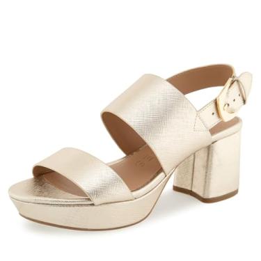 Imagem de Aerosoles Sandália feminina de salto Camilia, Couro sintético texturizado metálico dourado, 34