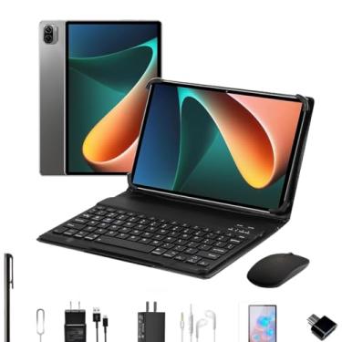 Imagem de 3 em 1 Tablet Pad 5 Pro, 10.1 Polegada Android 13 Tablet, 8GB+256GB com Teclado Capa Mouse, Processador Octa-Core, 32MP/16MP Câmera 8800mAh Bateria Dual SIM Slot (Cinza)