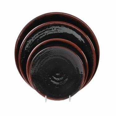 Imagem de FSE Placa 1708TM, 21 cm de diâmetro, redonda, resistente à quebra, pode ser lavada na lava-louças, sem BPA, melamina, Tenmoku, NSF, pacote com 12