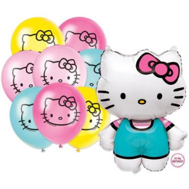 Imagem de Conjunto de Balões Hello Kitty - 25cm + 8 Balões de 30cm com Adesivos 