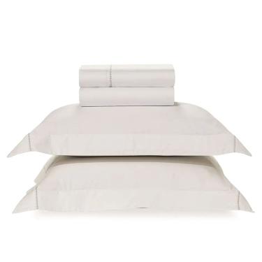 Imagem de Jogo de Lençol King Size 100% Algodão Percal 300 Fios Stela Prata 4 Peças Karsten