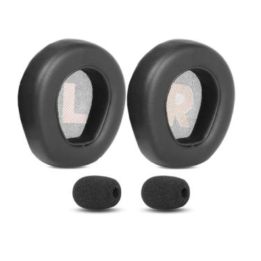 Imagem de HTINDUSTRY Almofadas auriculares de substituição compatíveis com JBL Quantum 400 Almofadas auriculares com couro proteico mais macio/espuma de memória