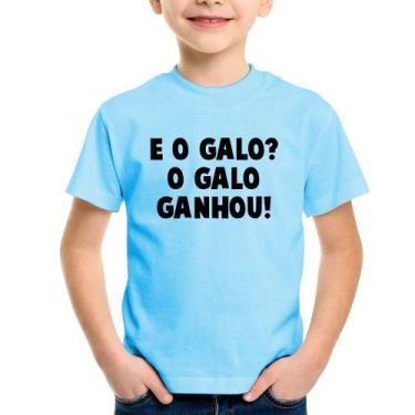 Imagem de Camiseta Infantil E o galo O galo ganhou! - Foca na Moda, Azul bebê, 6
