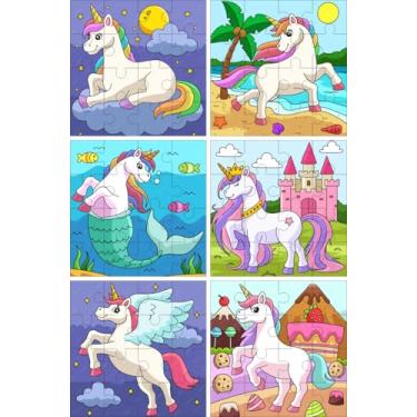 Imagem de Kit 06 Jogos Unicórnios Quebra Cabeça Infantil