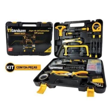 Imagem de Kit Jogo De Ferramentas 134 Peças Com Maleta Crv Heavy Duty Titanium