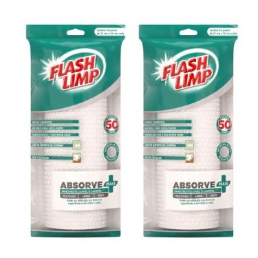 Imagem de Pano de Pia Reutilizável Lavável Absorve+ Flash Limp Kit 100 Unidades