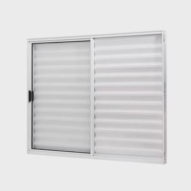 Imagem de Janela de Alumínio Veneziana 100x120cm 3 Folhas Vidro Liso Slim Modular Ramassol