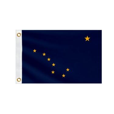Imagem de Bandeira dupla face para barco do estado do Alasca, 30,5 x 45,7 cm para bicicleta, motocicleta, caminhão, bandeira náutica AK, 220D, resistente, impressa, nylon com 2 argolas de latão (AK, 30,5 x 45,7