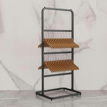 Imagem de LGEOELIAS Prateleiras de roupas de chão, rack de exibição de roupas de metal para loja de roupas, rack de roupas íntimas com várias camadas que economizam espaço