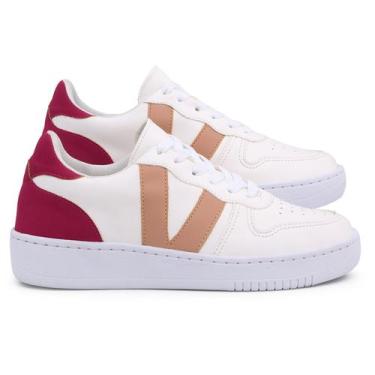 Imagem de Tênis Branco Feminino Casual Skate Caminhada Sapatenis Leve Skatista V