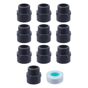 Imagem de Mewutal 10 peças de encaixes de tubulação de PVC cinza de 5 cm conectores de acoplamento de tubo de PVC adaptador macho de 2 vias (50 mm/1,97")