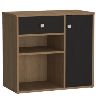 Imagem de Armário Multiuso 1 Porta 1 Gaveta Ravena Mel/preto