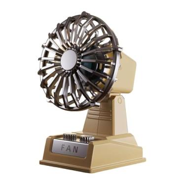 Imagem de Ｂｅｓｇａ Mini ventilador de mesa com refrigeração de ar, recarregável, cabeça ajustável, design retrô, portátil, pessoal, para resfriamento de carro, estudo, Bege