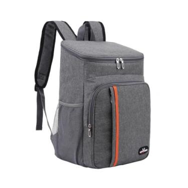 Imagem de Mochila Térmica 23L, Impermeável, Isolamento Térmico, Alças Reforçadas, 42x29x19cm, 530g, Preta com Detalhe Laranja (Cinza)