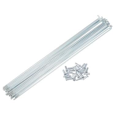 Imagem de X AUTOHAUX 24 unidades 13G J Bend Raios galvanizados para bicicleta 266 mm Raios de Ciclo de 10,5 polegadas com bicos de latão Raios de Aço para Mountain Bike MTB