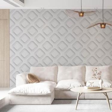 Imagem de Kit 4 Rolos Papel De Parede Adesivo Abstrato 3D Branco 3,0M - Gh Papel