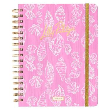 Imagem de Lilly Pulitzer Agenda mensal grande, agosto de 2025 a dezembro de 2026, agenda mensal e calendário, adesivos, bolsos e encadernação em espiral (Rousseau rosa fofo como concha)