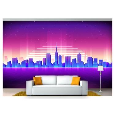 Imagem de Papel De Parede Cidade Prédios Retrô Wave 3D Ncd204 - Você Decora