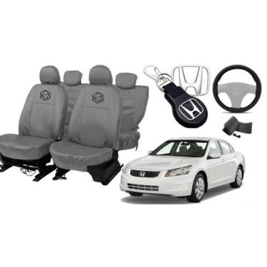 Imagem de Kit capa couro cinza Acord + volante + chave de brinde - ferro tech br