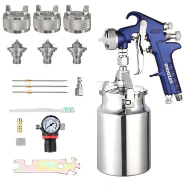 Imagem de ENDOZER Pistola de Pulverização Profissional com Alimentação de Sifão para Tinta, Cabo Vermelho, Bico de 34 Oz -1,4 1,7 2,0 Mm para Uma Variedade de Tintas de Baixa Viscosidade (Azul)