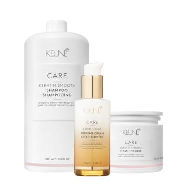 Imagem de Kit Keune Care Keratin Smooth Shampoo Litro Máscara e Lumi Coat Supreme Cream Finalizador (3 produtos)