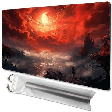 Imagem de MTG Playmat Size 24x14in Free Storage Bags Non-Slip Backing Printing, Ideal for Card Game Enthusiasts TCG Playmat Mouse Pad (No with Zone,Bloody Night)