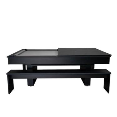 Imagem de Mesa de Sinuca e Jantar com 2 Bancos - 2,20x1,20 - Grafite