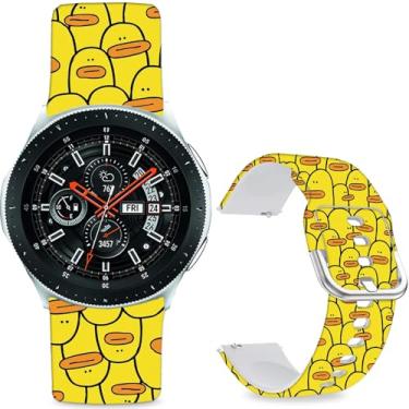 Imagem de Sjiangqiao Pulseiras estampadas com padrão compatível com Samsung Galaxy Watch de 46 mm/Watch 3 de 45 mm/Gear S3 Frontier/Classic/Pebble Time/V de silicone de 22 mm para homens e mulheres. (Patos