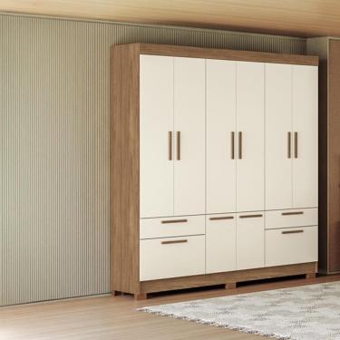 Imagem de Guarda-Roupa Casal Santos Andirá Curitiba com 8 Portas, 4 Gavetas e 5 Prateleiras – 194,4cm de largura