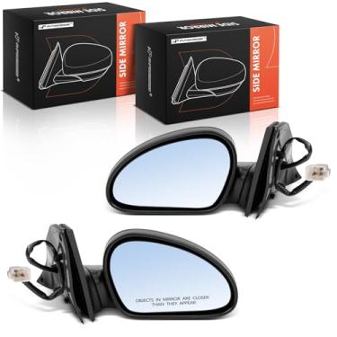 Imagem de A-Premium Par (2) espelhos retrovisores elétricos do lado do motorista e do passageiro - compatível com Ford Escort 1997-2002 e Mercury Tracer 1997-1999 - Espelho retrovisor externo externo preto não
