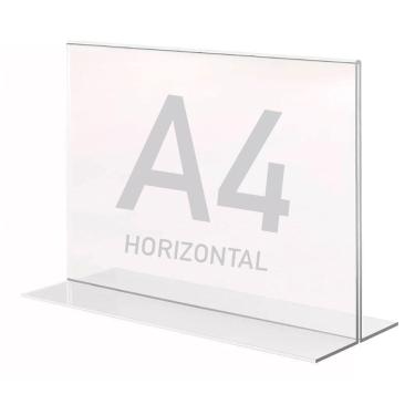 Imagem de Display Expositor T A4 21x30cm Horizontal Acrílico Ps Balcão